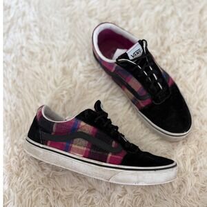 Vans Ward‎ Low-Top Sneakers Women's 11 Plaid Black Suede Casual Shoes